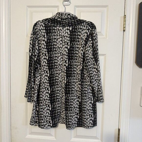 East 5th Silky Polka Dot Cardigan w/ Attached Cami – Black & White, Size Large - Picture 2 of 3